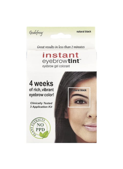 Godefroy, Instant Eyebrow Tint™, Natural Black, 3 Application Kit