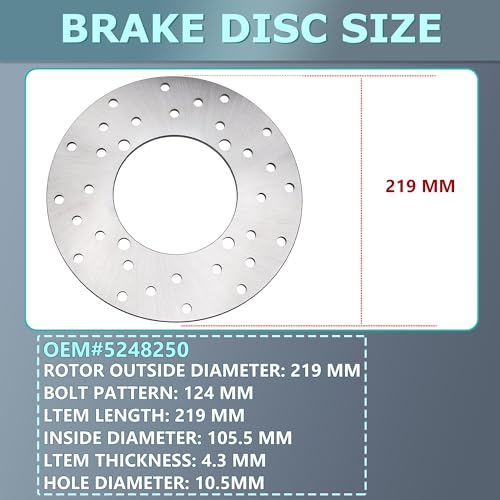 RAPIHIDAN Rear Brake Rotor Dsic 5248250 Compatible with Polaris Sportsman Ranger 400 500 570 700 800 900 1000, ACE 325 500 570 900, EM1400 2014-2021, RZR 570 800 - Image 3