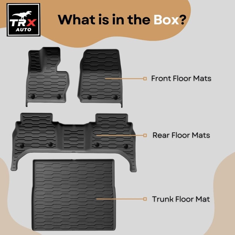  تي ار اكس اوتو سجادات أرضية سيارة TRX AUTO ثلاثية الأبعاد لسيارة رينج روفر سبورت (2022-2024-2025)، مجموعة من 4 قطع مع سجاد صندوق السيارة | حماية من جميع الأحوال الجوية | سجادات أرضية سيارة سوداء من TPE | ملحقات لسيارة رينج روفر سبورت (2025) | - Image 3