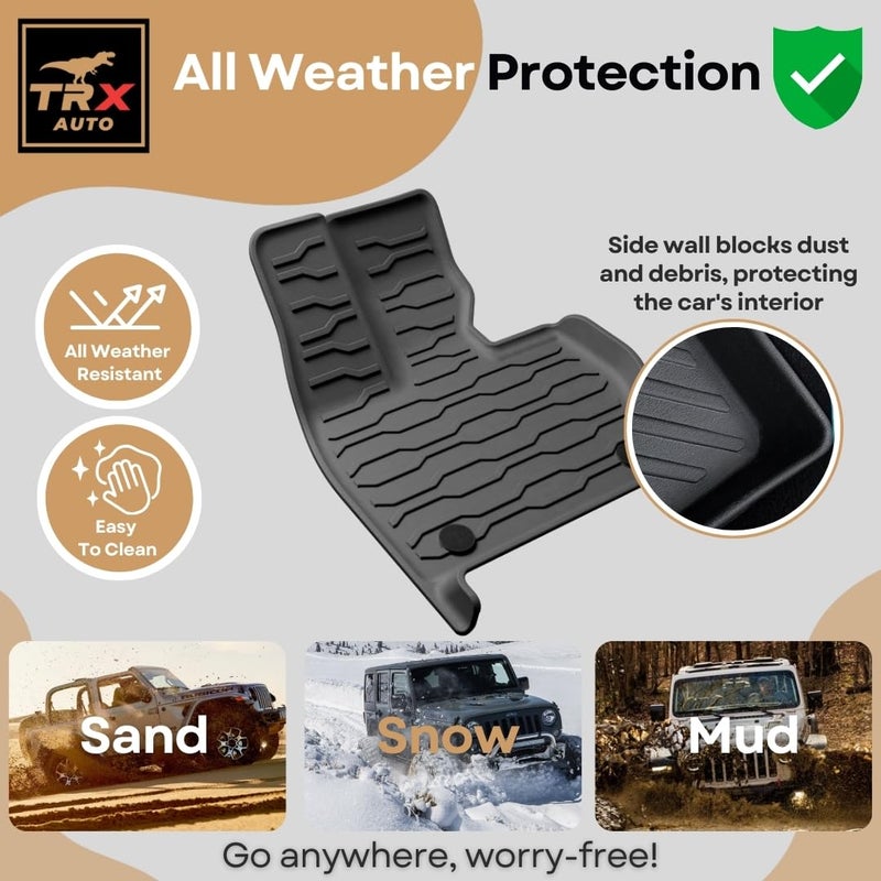  تي ار اكس اوتو سجادات أرضية سيارة TRX AUTO ثلاثية الأبعاد لسيارة رينج روفر سبورت (2022-2024-2025)، مجموعة من 4 قطع مع سجاد صندوق السيارة | حماية من جميع الأحوال الجوية | سجادات أرضية سيارة سوداء من TPE | ملحقات لسيارة رينج روفر سبورت (2025) | - Image 5