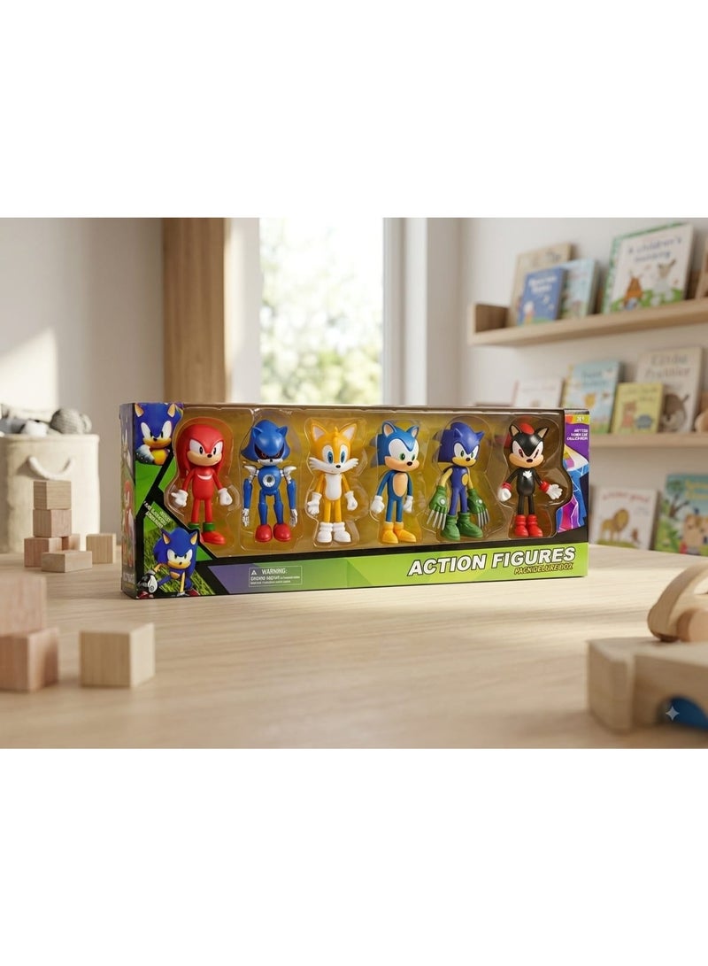 Sonic Action Figures 6-Piece Collection for Creative Character Play Detailed Character Figures for Imaginative Adventures and Storytelling Collectible-Style Kids Toys for Interactive Role Play and Display Trending Toy Set for Kids Who Love Action, Adventure and Characters Fun Giftable Figure Collection for Playrooms, Bedrooms and Creative Fun - Image 2