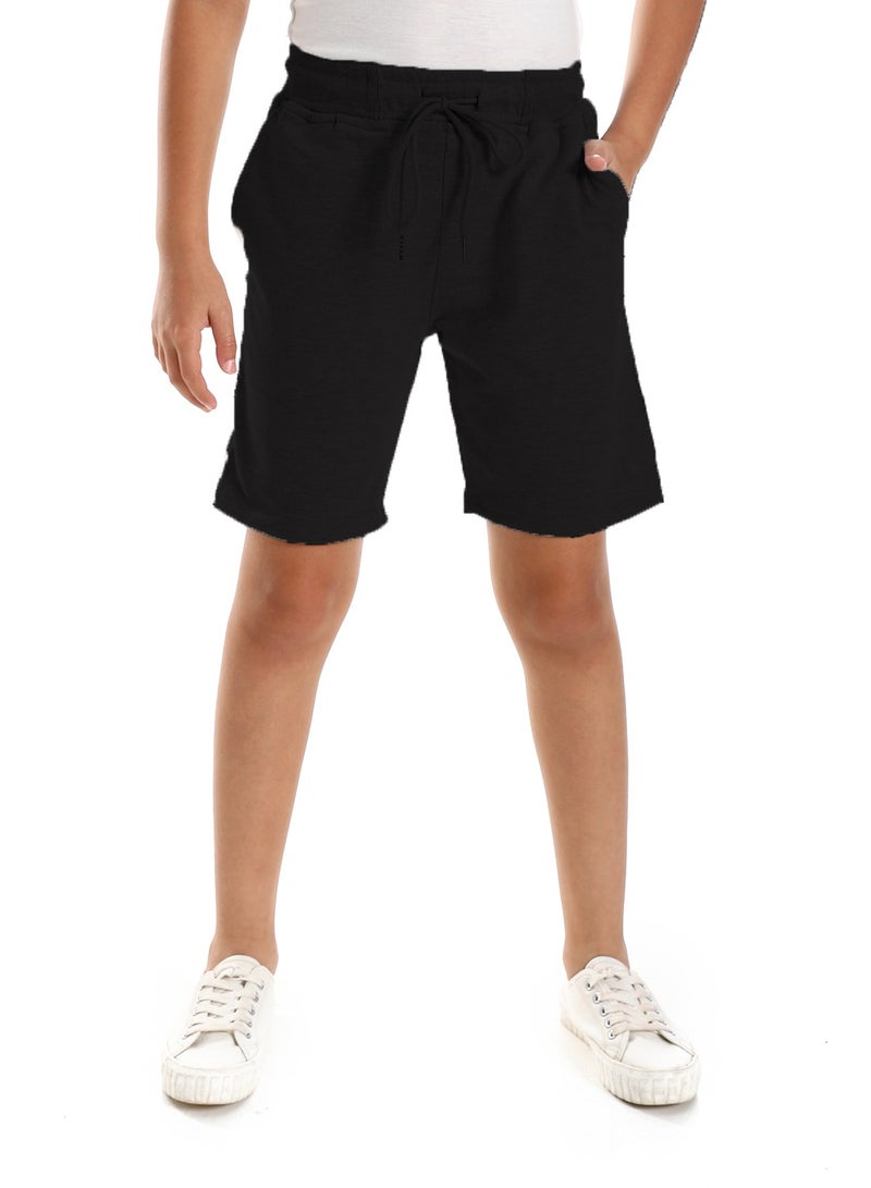 شورت اطفال قطن وسط استيك - أسود