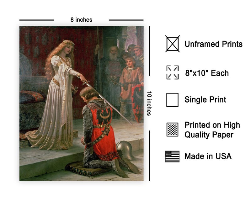 Poster Master Queen & Knight Print - Accolade Ceremony Poster - Medieval Knighthood Art - Baroque Wall Design - Classic Living Room, Bedroom or Office Decor - 8x10 UNFRAMED Wall Art - Image 2