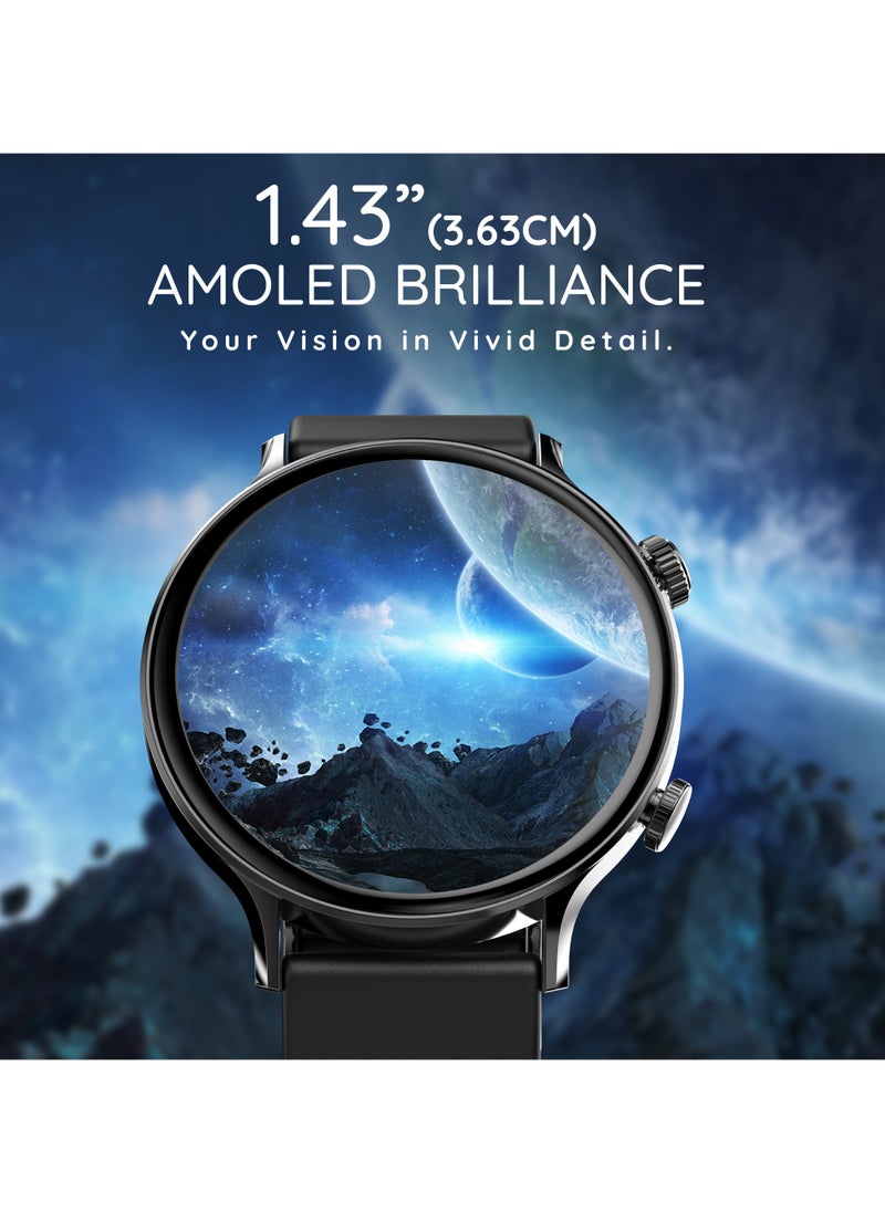 Vast 1.43' (3.63 cm) Amoled Display Smartwatch, Always On Display, Compatible with Android & iOS, IP67 Water Resistant, Health Suite, Multi Sports Modes, Round Dial, Multi Watch Faces, Jet Black - pzsku/ZC4DA09C0DA65BCA7A3D2Z/45/_/1714847869/e82e62da-f1dd-4c92-ae3b-d1e2bd41ea06