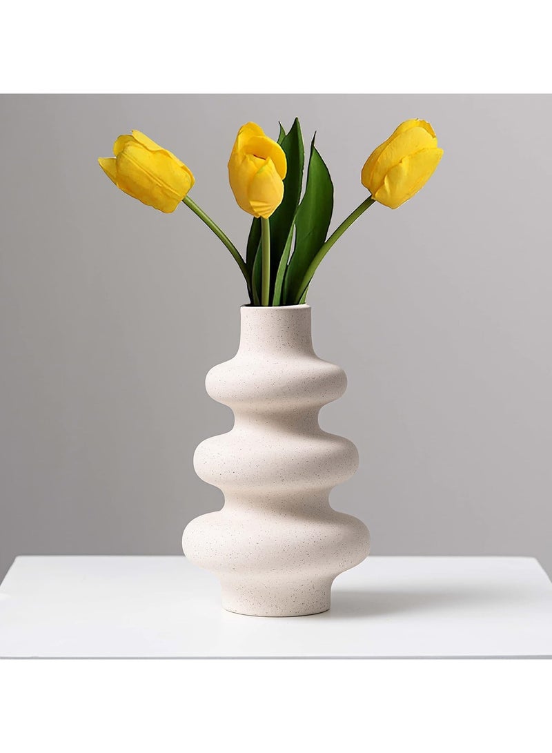 Ceramic Vase, Modern Home Decor,Off White Round Vases,Modern Dried Flower Vases, Boho Home Decor  - Image 1