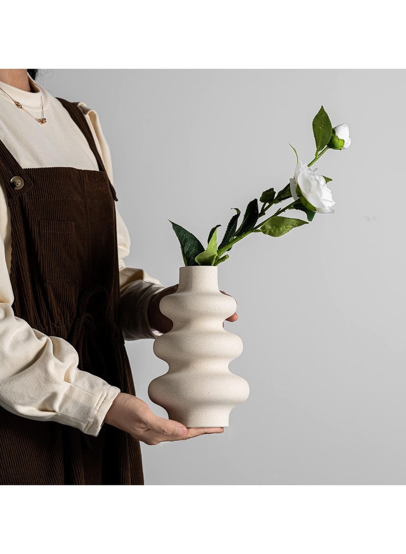 Ceramic Vase, Modern Home Decor,Off White Round Vases,Modern Dried Flower Vases, Boho Home Decor  - Image 2