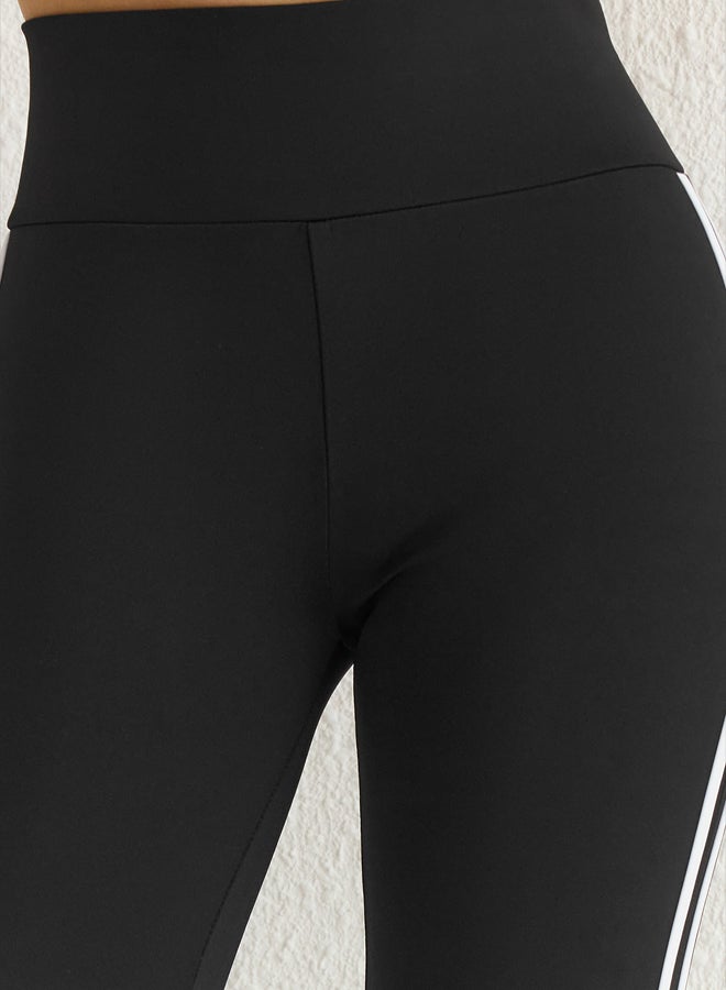 trendyol Black Stripe Detail Full Length Knitted Sports Tights  - Image 4