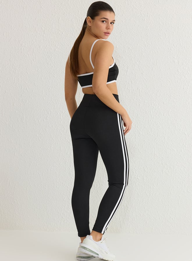 trendyol Black Stripe Detail Full Length Knitted Sports Tights  - Image 5