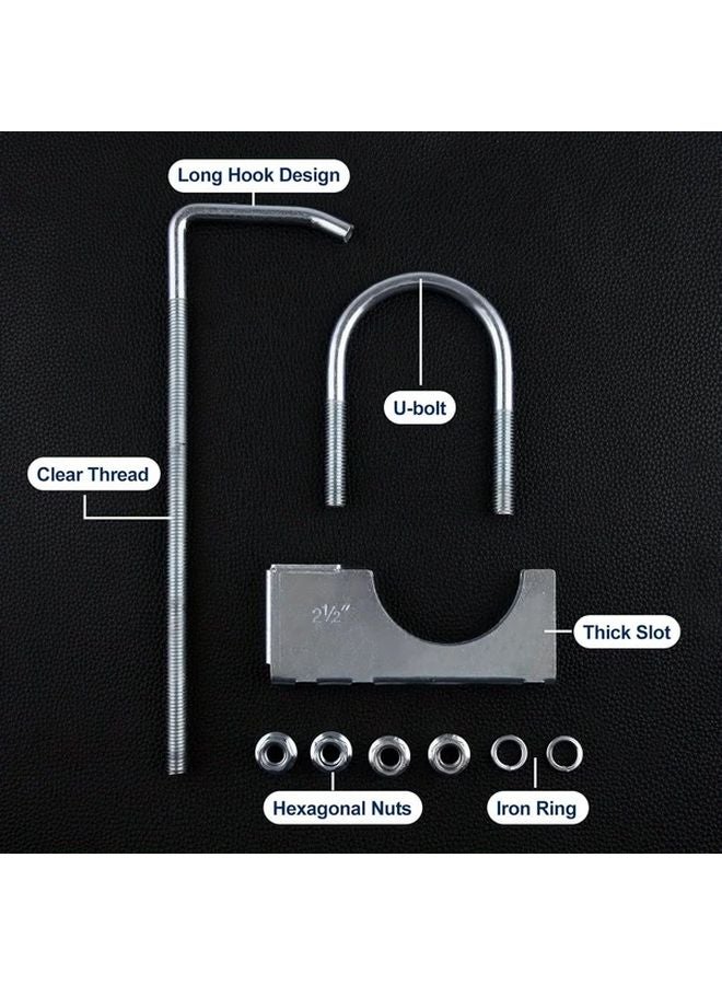 2 5 Inch Heavy Duty Exhaust Hanging Bracket Adjustable Height Metal Clamp Support - Image 4