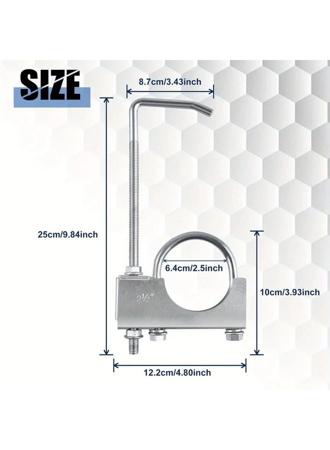 2 5 Inch Heavy Duty Exhaust Hanging Bracket Adjustable Height Metal Clamp Support - Image 3