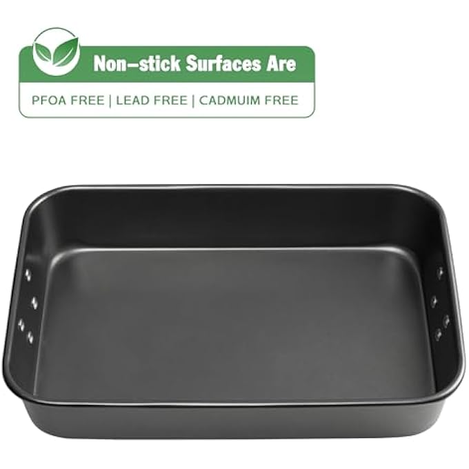 NALACAL Lasagna Pan Deep Baking Pan For Oven Nonstick Roasting Pan With Handles Deep Baking Dish For Brownie Heavy Duty Rectangular Cake Pan Cake Pans Sets For Baking 348 X 274 X 67Cm Black - Image 4