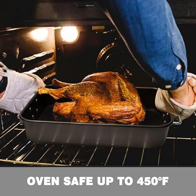 NALACAL Lasagna Pan Deep Baking Pan For Oven Nonstick Roasting Pan With Handles Deep Baking Dish For Brownie Heavy Duty Rectangular Cake Pan Cake Pans Sets For Baking 348 X 274 X 67Cm Black - Image 5