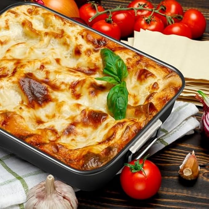 NALACAL Lasagna Pan Deep Baking Pan For Oven Nonstick Roasting Pan With Handles Deep Baking Dish For Brownie Heavy Duty Rectangular Cake Pan Cake Pans Sets For Baking 348 X 274 X 67Cm Black - Image 2
