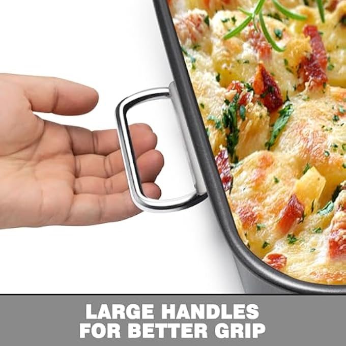 NALACAL Lasagna Pan Deep Baking Pan For Oven Nonstick Roasting Pan With Handles Deep Baking Dish For Brownie Heavy Duty Rectangular Cake Pan Cake Pans Sets For Baking 348 X 274 X 67Cm Black - Image 3