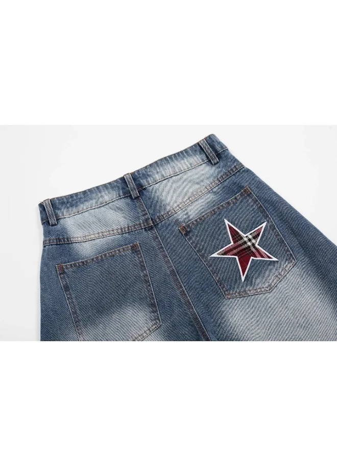 Madam Uniq Y2K American Vintage High Street Star Embroidered Jeans