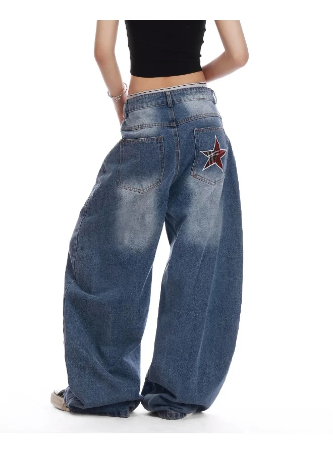 Madam Uniq Y2K American Vintage High Street Star Embroidered Jeans