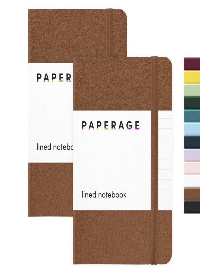 PAPERAGE Lined Pocket Journal Notebook, 1 Pack, (Cognac), 160 Pages, Small, 3.6 inches x 5.6 inches - 100 GSM Thick Paper, Hardcover - Image 1