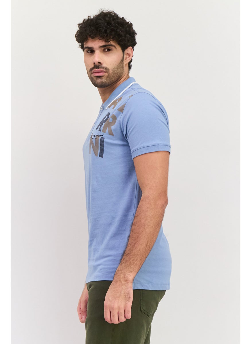 Gazzarrini Men Regular Fit Graphic Print Short Sleeves Polo Shirt, Sage Blue  - Image 4