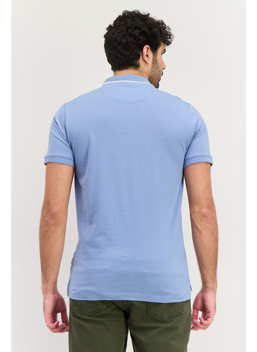 Gazzarrini Men Regular Fit Graphic Print Short Sleeves Polo Shirt, Sage Blue  - Image 3