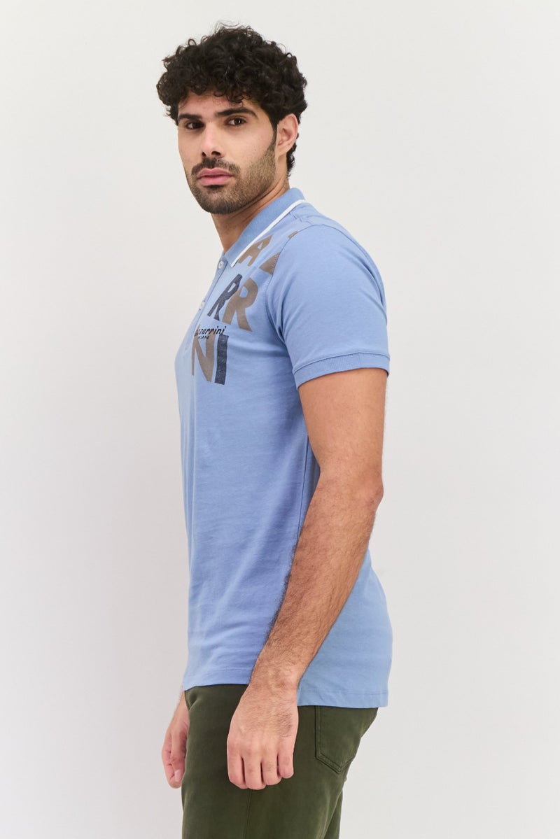 Gazzarrini Men Regular Fit Graphic Print Short Sleeves Polo Shirt, Sage Blue - Image 4