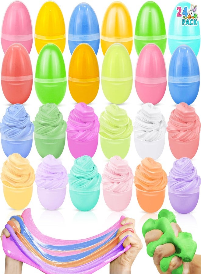 AMENON 24 Pack Easter Eggs Filled with Slime Toys Slime Kit No-Sticky, Stress Relief Squeeze Toys for Easter Basket Stuffers Basket Essential Party Favor Gifts for Kids Boys Girls - Image 1