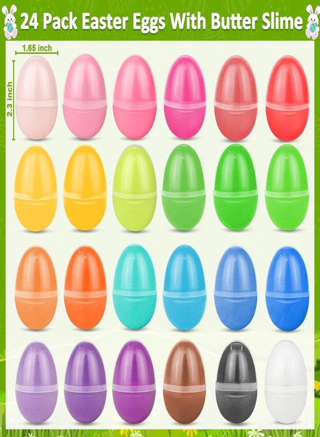 AMENON 24 Pack Easter Eggs Filled with Slime Toys Slime Kit No-Sticky, Stress Relief Squeeze Toys for Easter Basket Stuffers Basket Essential Party Favor Gifts for Kids Boys Girls - Image 2