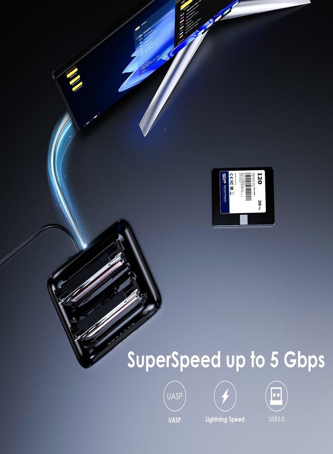 WAVLINK Dual Bay Hard Drive Docking Station - USB 3.0 to SATA I/II/III for 2.5" & 3.5" HDD/SSD with Fixed Bezel, Supports Offline Clone/Duplicator Function, Supports 2x20TB with UASP 6Gbps - Black - Image 4