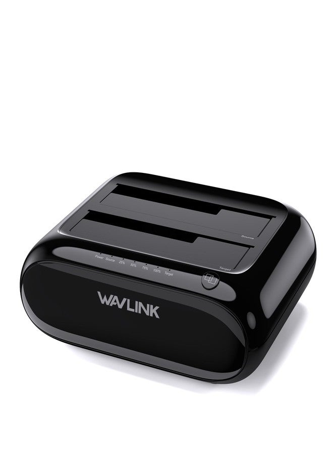 WAVLINK Dual Bay Hard Drive Docking Station - USB 3.0 to SATA I/II/III for 2.5" & 3.5" HDD/SSD with Fixed Bezel, Supports Offline Clone/Duplicator Function, Supports 2x20TB with UASP 6Gbps - Black - Image 1
