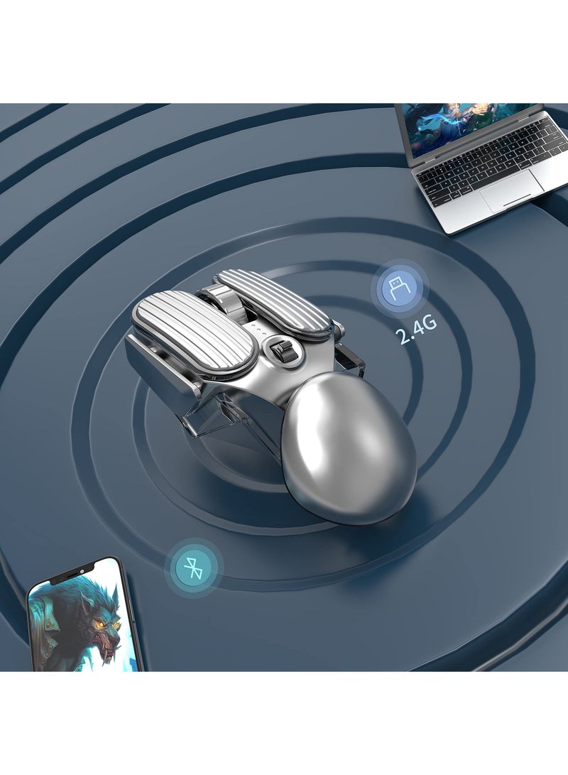 Wireless Bluetooth Dual Mode Mouse, 2.4G Ergonomic Optical Mouse for Computer, PC, Laptop etc, 800/1200/1600/2000/2400 DPI, Multiple Lighting Effects, Long-Lasting Battery Life (Silver) - Image 2