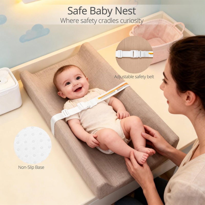 JVEOO Muslin Baby Changing Pad, 2 Pack Muslin Soft Cotton Covers & Waterproof Lining Foam Diaper Changing Table Pad 32" x 16.6" Mat for Dressers & Table - Image 3