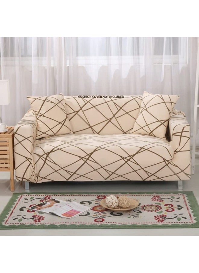 HOUSE OF QUIRK House of Quirk Universal Single Seater Sofa Cover Big Elasticity Cover for Couch Flexible 140 GSM Sofa Slipcover (Beige Line, 90-145cm)  - Image 1