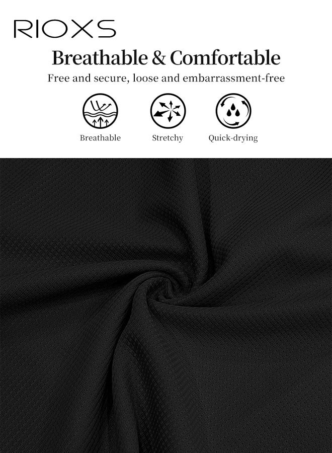 RIOXS Men's Outfits Set, 2 Piece Casual Tracksuit, 1/4 Metal Zipper Polo Shirt And Shorts, Knit Short Sleeve T Shirt And Drawstring Shorts with Side Pockets, Fashion Set for Work or Daily Wear, Golf Course Outfits, Black Leisure Clothings for Men  - Image 3