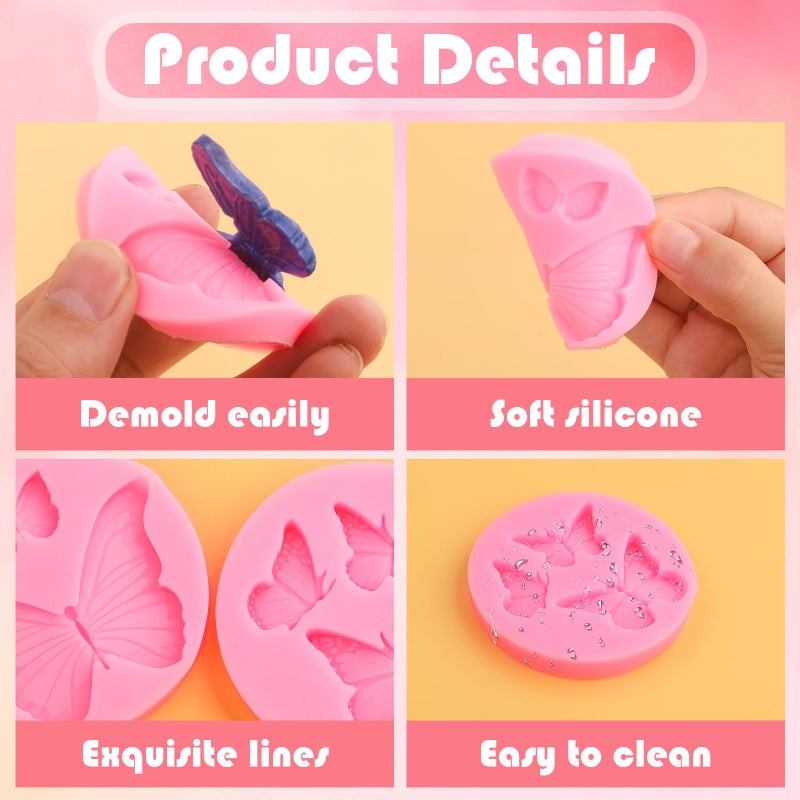 Gegraterwa Butterfly Molds 4 Pcs Butterfly Chocolate Molds Mini Silicone Molds for Cake Decorating - Image 3