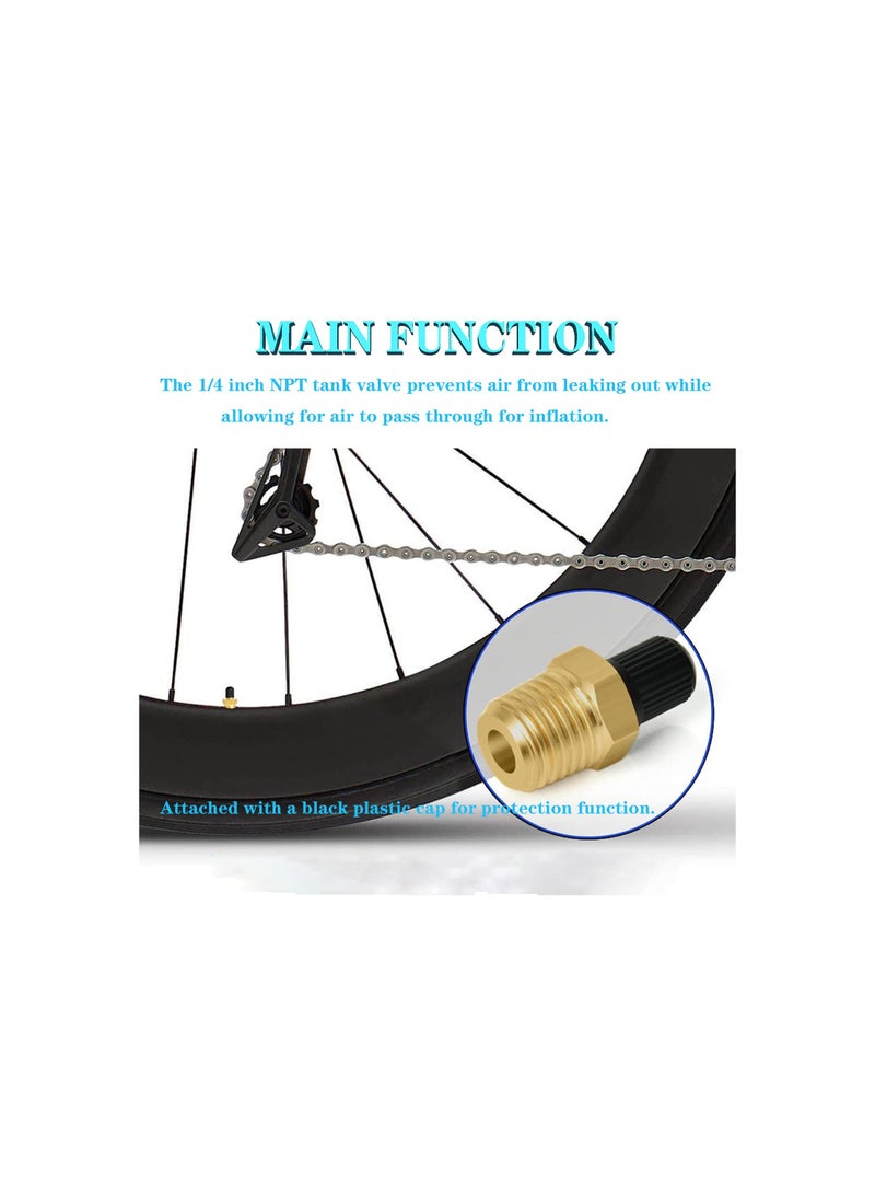 SYOSI 1/4 Inch NPT Tank Valves, Anti-Corrosion Brass Schrader Valve with 1/4" Male NPT Standard Thread Core and Cap, Car Air Valve, Air Compressor Tank Fill Valves Air Tool Fittings(4Pcs) - Image 5