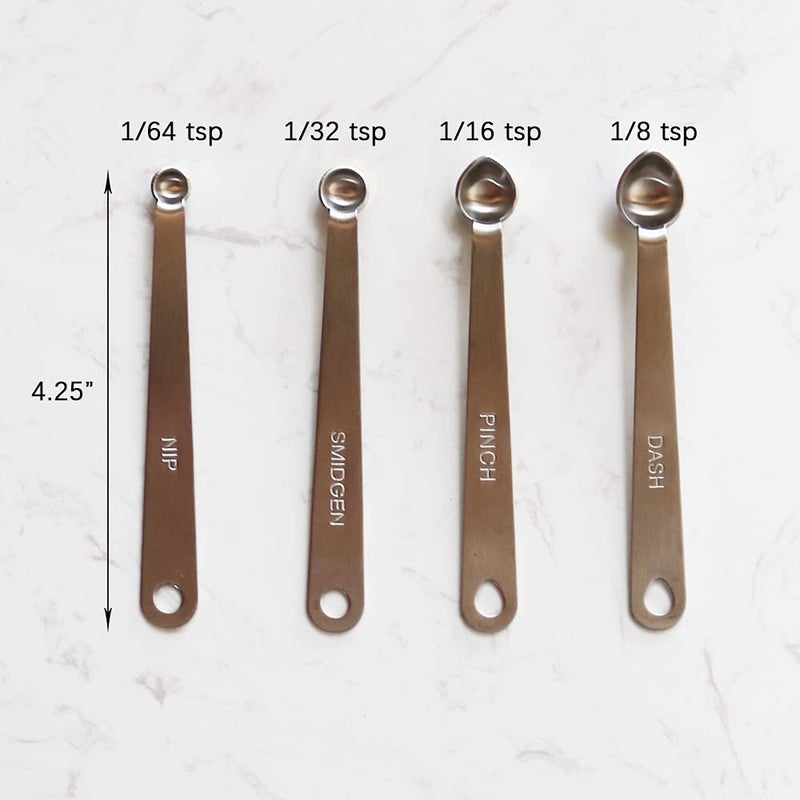 BERYLER Mini Measuring Spoons Set, Small Stainless Steel Teaspoon for Cooking and Baking, Suitable for Tiny Amount of Dry or Liquid Ingredients and Spices (1/8, 1/16, 1/32, 1/64 tsp) - Image 2