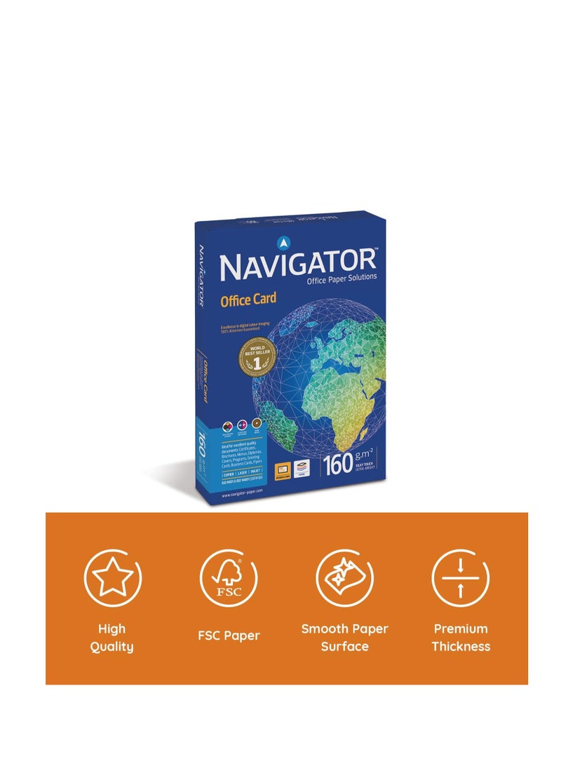 Navigator NAVIGATOR Nuco Office Card- A4 Colour Printer Paper - Multi-Purpose Photocopier White 160gsm 250 Sheets  - Image 3