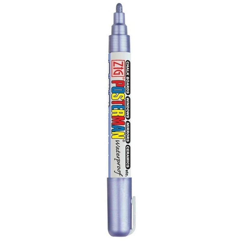 Zig Posterman Medium BLUE 2mm Glass Plastic Metal Wood Stone And Much More Effective On Surfaces Like Permanent Marker Lettering Calligraphy Illustration Art Drawing, AP-Certified, Japan