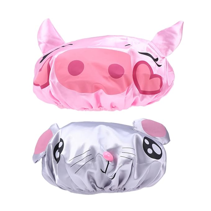 Medium Cartoon Shower Cap For Kids Soft Reusable Bathing Hat Assorted Colors - Image 1
