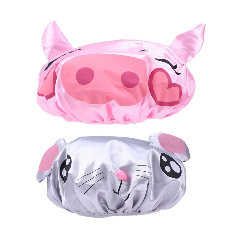 Medium Cartoon Shower Cap For Kids Soft Reusable Bathing Hat Assorted Colors - Image 2