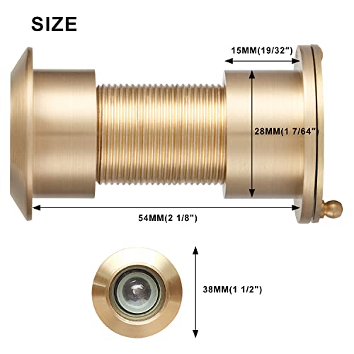 Earl Diamond - Security Peep Holes for Front Door, Solid Brass 220 Degree Door Viewer Peephole with Cover, Satin Gold - Image 2