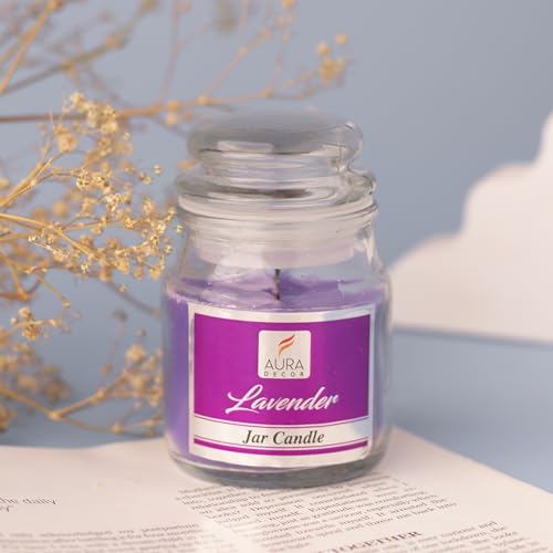 AURA DECOR AuraDecor Lavender Scented Jar Candle – Highly Fragrant Cookie Jar Candle for Home Decor, Spa & Aromatherapy | Long Burning Aroma Candle (Pack of 1) - Image 2