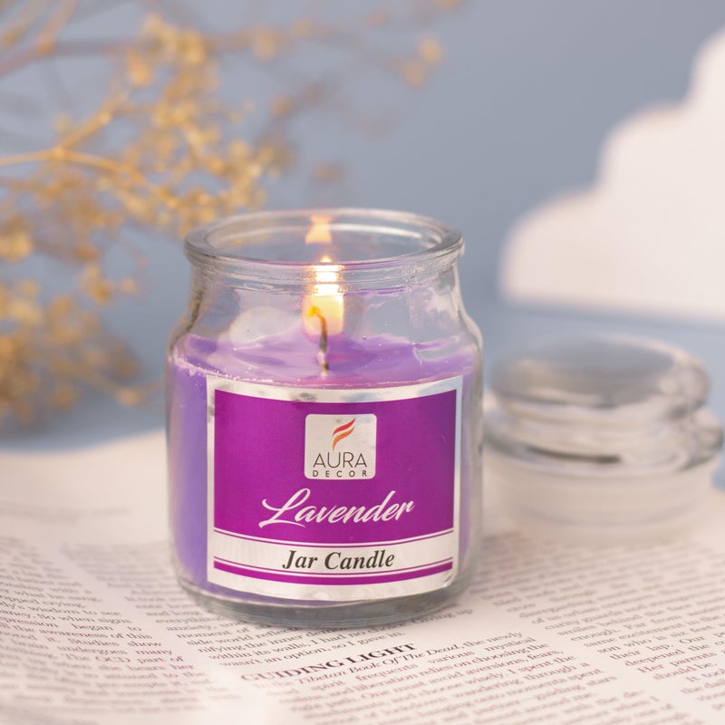 AURA DECOR AuraDecor Lavender Scented Jar Candle – Highly Fragrant Cookie Jar Candle for Home Decor, Spa & Aromatherapy | Long Burning Aroma Candle (Pack of 1) - Image 5