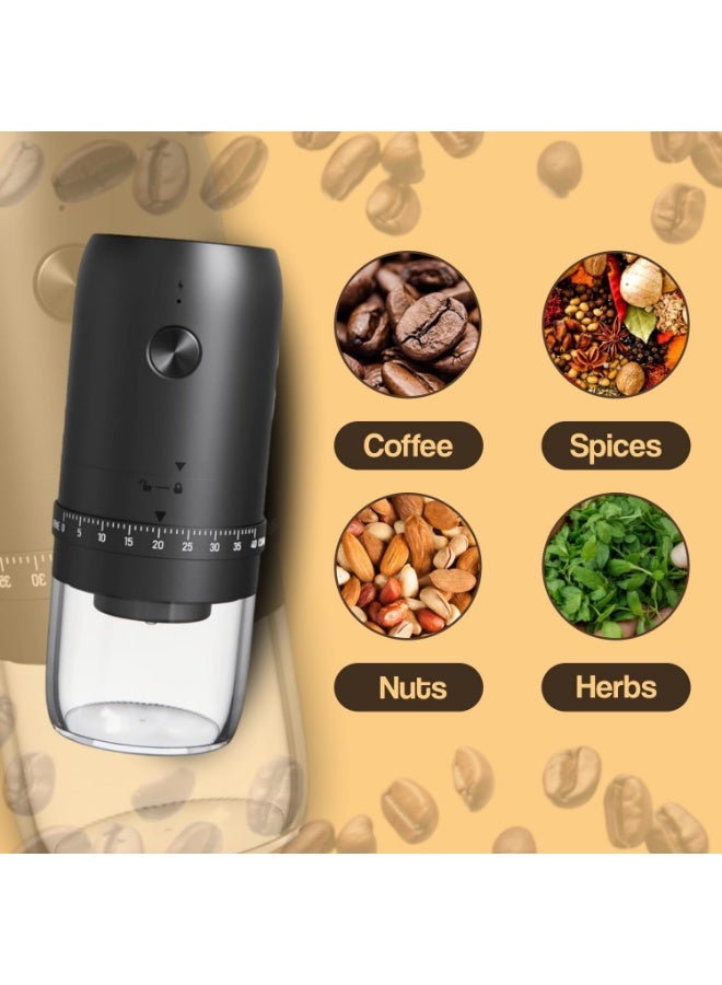 Kueh Portable Electric Burr Coffee Grinder with 40 Adjustable Settings & 30g Capacity, 1800mAh Rechargeable Coffee Bean Grinder with Conical Ceramic Burr, for Travel, Camping, Black - Image 5