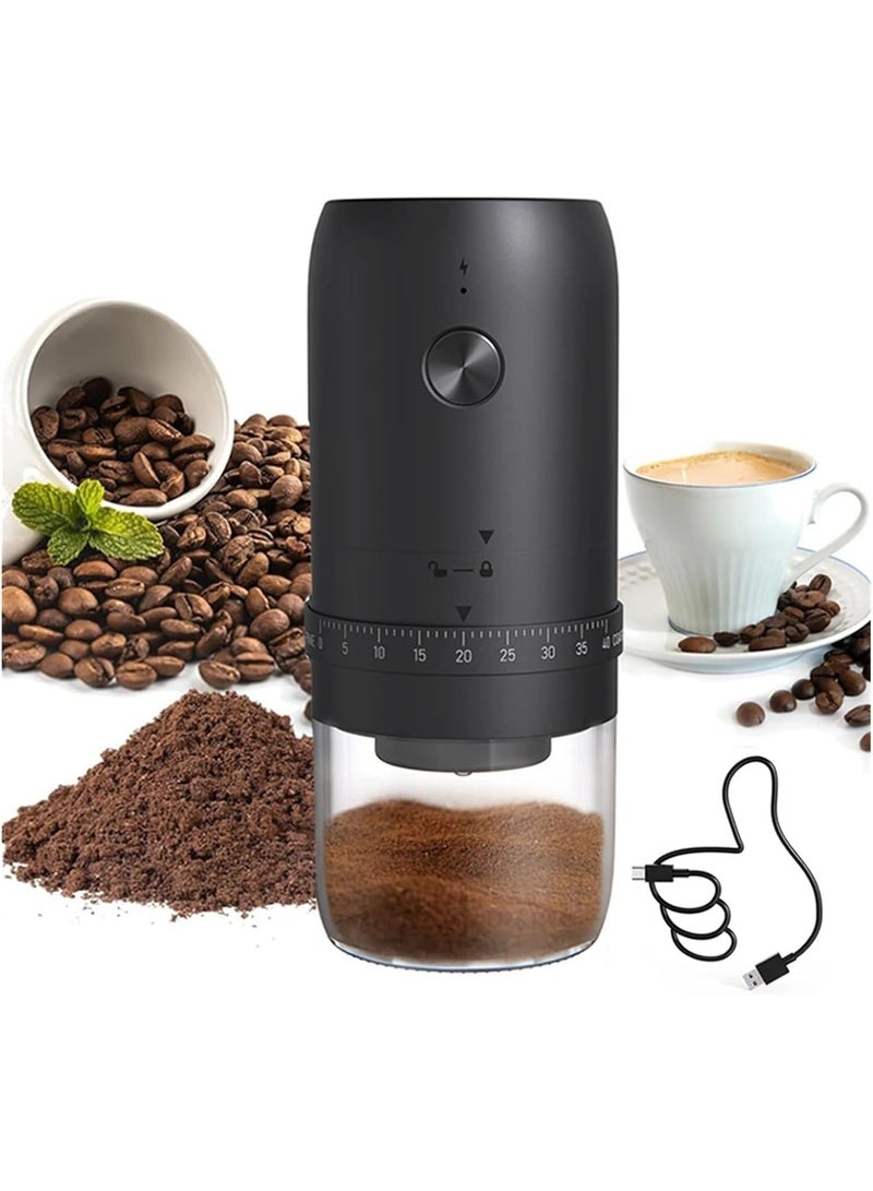 Kueh Portable Electric Burr Coffee Grinder with 40 Adjustable Settings & 30g Capacity, 1800mAh Rechargeable Coffee Bean Grinder with Conical Ceramic Burr, for Travel, Camping, Black - Image 1