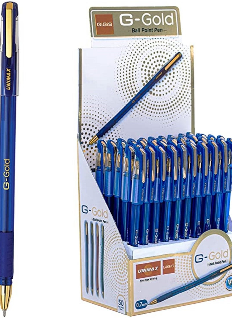 Unimax G-Gold 0.7mm Ballpoint Pen 1 x 50 Pcs Box Blue