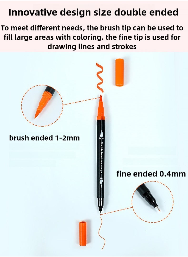 Generic 36 Colors Dual Tip Brush Pens, Watercolor Markers Set, Non-bleeding Ink Fineliner and Brush Ended Washable Pens for Kid, Adult and Artist to DIY Art Calligraphy  - Image 3