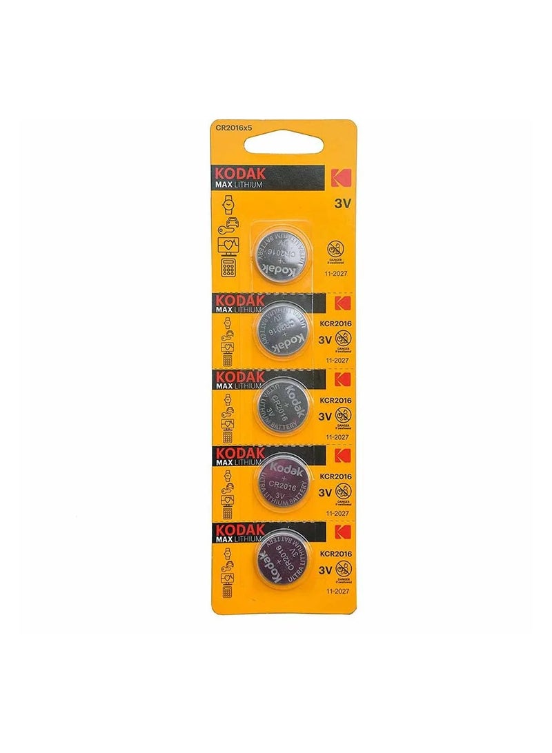 Kodak Ultra Cr2016 Lithium Button Cell Batteries Pack Of 5