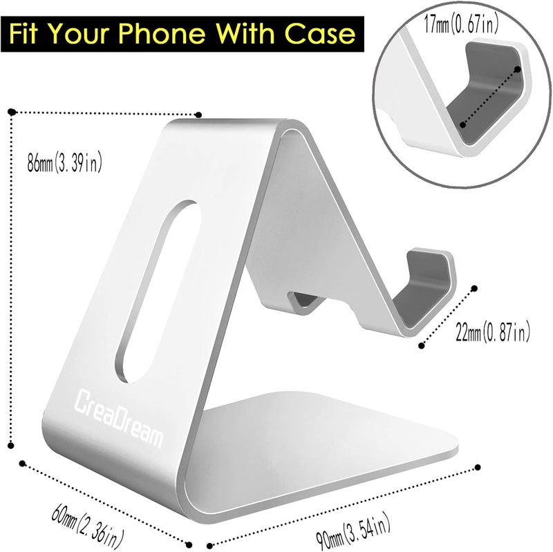 CreaDream Cell Phone Stand, Cradle, Holder,Aluminum Desktop Stand Compatible with Switch, All Smart Phone, iPhone 11 Pro Xs Max Xr X Se 8 7 6 6s Plus SE 5 5s-Silver - Image 5