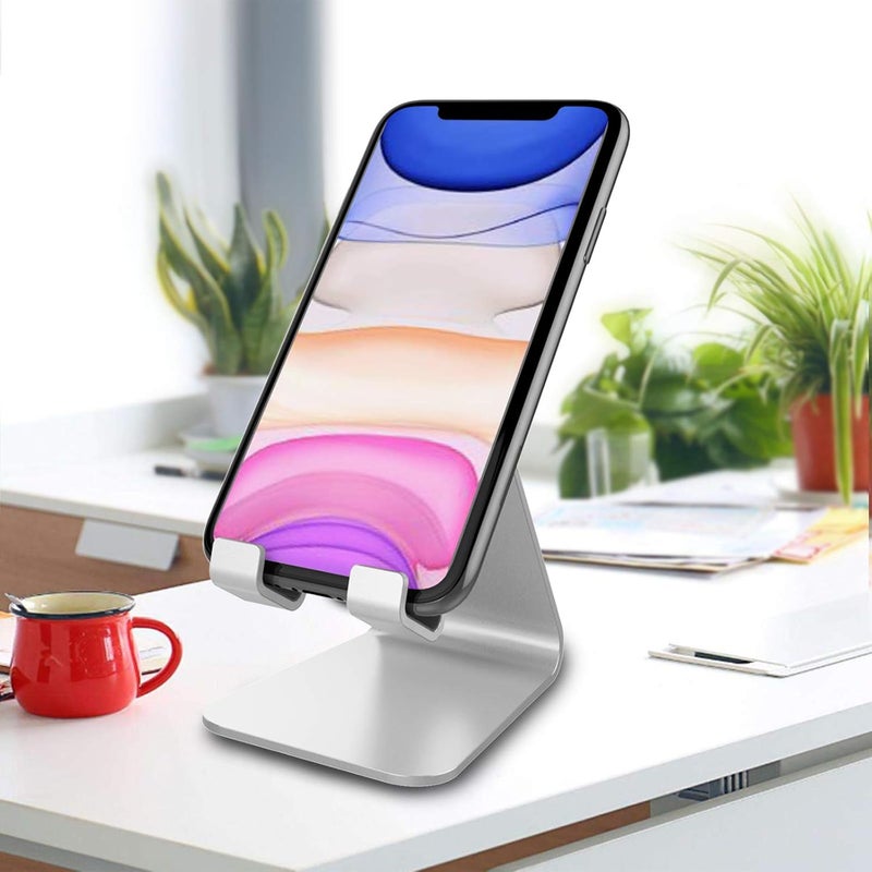 CreaDream Cell Phone Stand, Cradle, Holder,Aluminum Desktop Stand Compatible with Switch, All Smart Phone, iPhone 11 Pro Xs Max Xr X Se 8 7 6 6s Plus SE 5 5s-Silver - Image 3