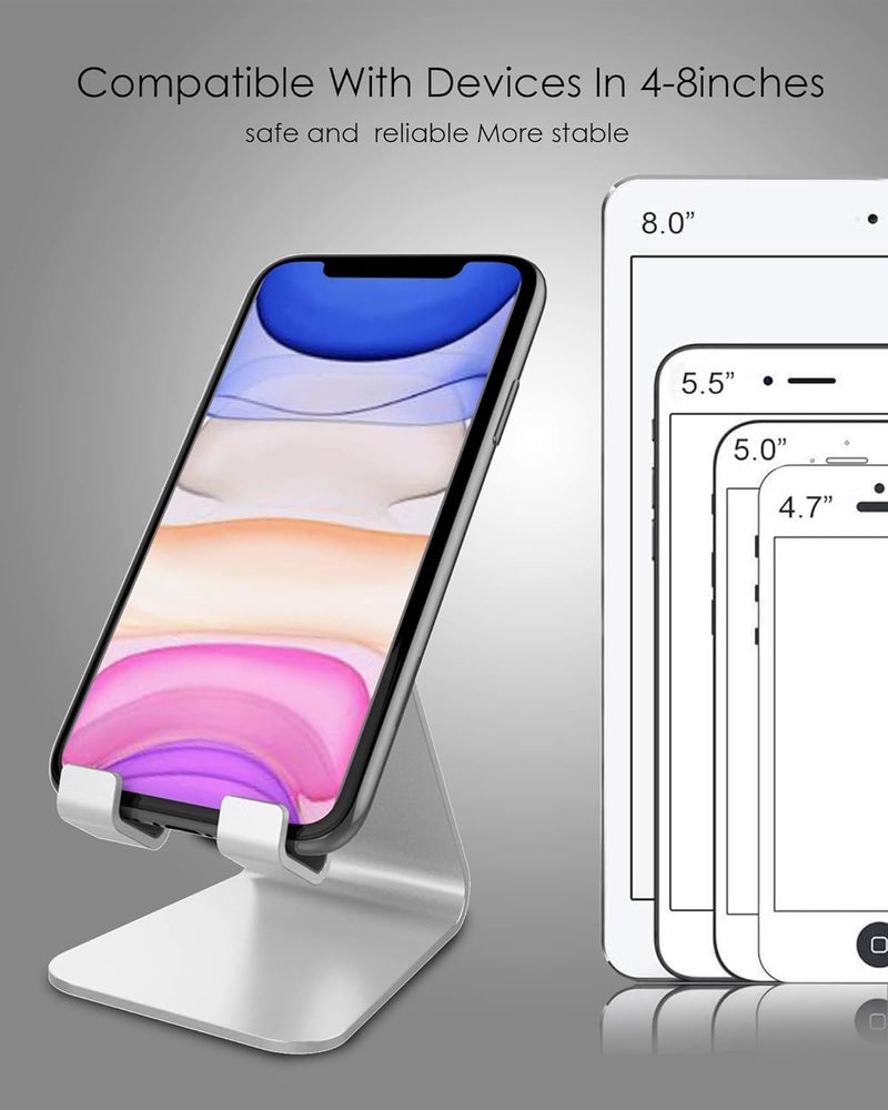 CreaDream Cell Phone Stand, Cradle, Holder,Aluminum Desktop Stand Compatible with Switch, All Smart Phone, iPhone 11 Pro Xs Max Xr X Se 8 7 6 6s Plus SE 5 5s-Silver - Image 4